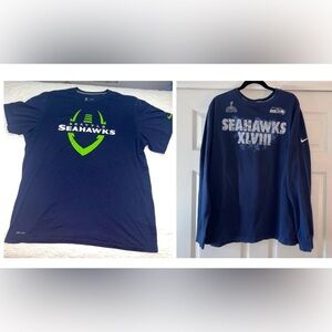 Nike Seattle Seahawks Blue Dri-Fit Shirt and Long Sleeve Super Bowl Shirt